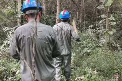 穿過無人區(qū)檢修110千伏線路君野線44號塔雷擊跳閘故障點(diǎn)