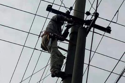 鎮(zhèn)江大港供電所對新上臺變留村09號東進行線路割接