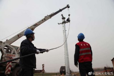 武邑10千伏審坡陳寺院575線路基建復(fù)工現(xiàn)場(chǎng)